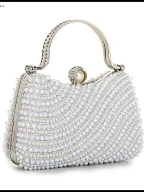 Pearl Clutch Purse Beaded Evening Bag Formal Wedding Prom Handbag